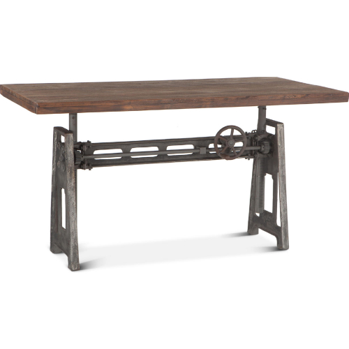 Amici Adjustable Desk in Weathered Gray Recycled Teak & Iron