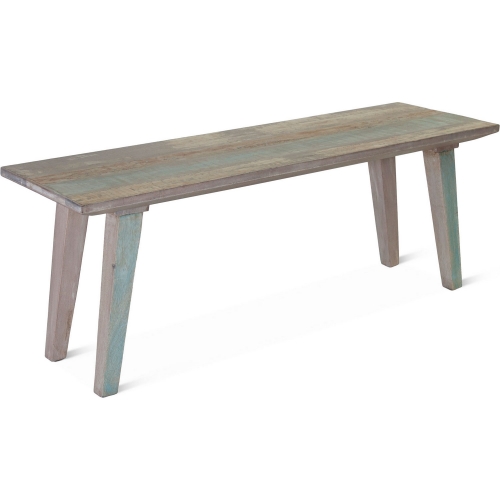 Cordoba 48" Dining Bench in Vintage Teal Blue Reclaimed Teak