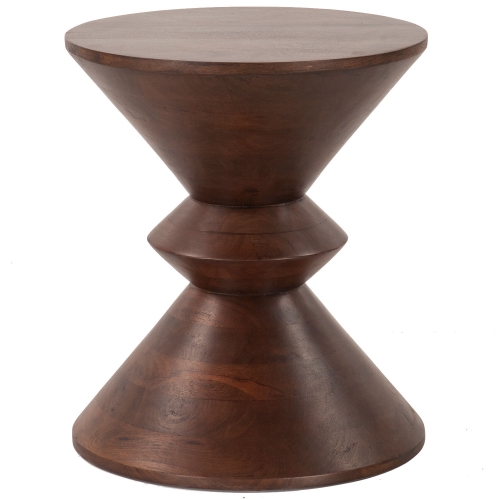 Palm Desert 18" Spool Side Table in Brown Finish Mango Wood