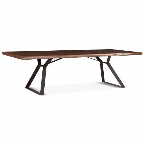 Nottingham 106" Dining Table in Walnut Finish Live Edge Wood & Iron