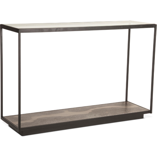 St. George 47" Console Table in Oxidized Black Iron & Clear Glass