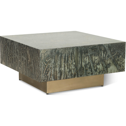 Odessa 35" Coffee Table in Desert Patina & Brass Base