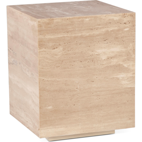 Giza 18" Drum Side Table in Travertine Stone