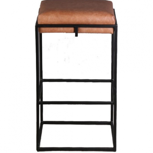 Melbourne 17" Backless Counter Stool in Cognac Brown Top Grain Leather