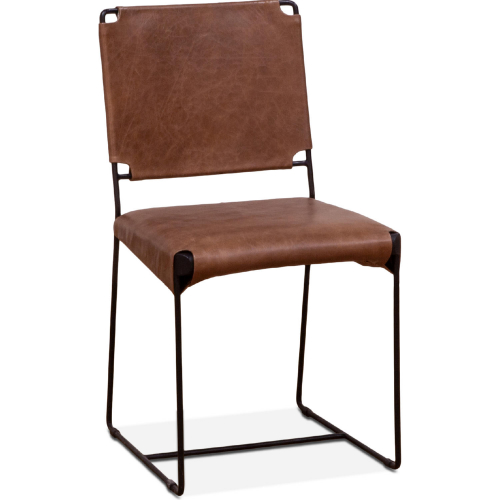 Melbourne Dining Chair in Tobacco Top Grain Leather & Iron (Set of 2)