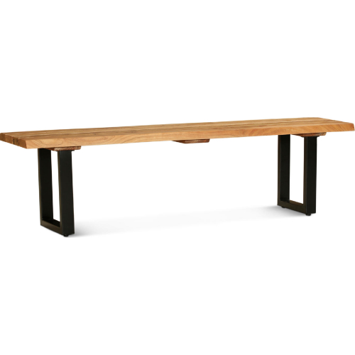 Vienna 68" Outdoor Bench in Live Edge Acacia Wood & Black Iron