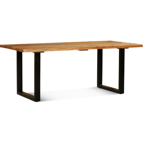 Vienna 78" Outdoor Dining Table in Live Edge Acacia Wood & Black Iron