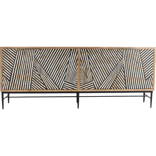 Fargo 80" Sideboard in Wood, Black & White in Inlay