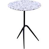 Glacier 18" Side Table in Alaska White Marble & Black Reclaimed Iron