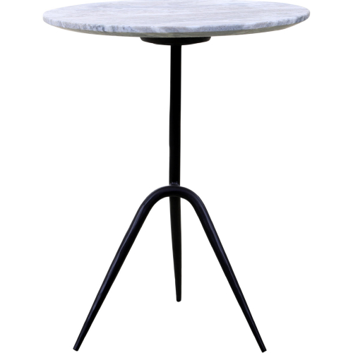 Glacier 18" Side Table in Fancy Brown Marble & Black Reclaimed Iron