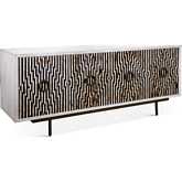 Alexandria 72" Sideboard in Multicolor Inlays, Washed Wood & Metal