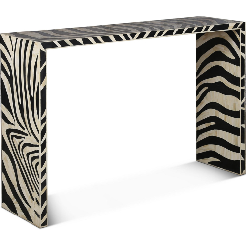 Alexandria 54" Console Table in Black & White Zebra Pattern Inlays