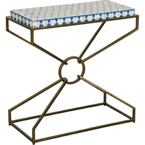 Alexandria 24" Side Table in Multicolor Inlays & Brass