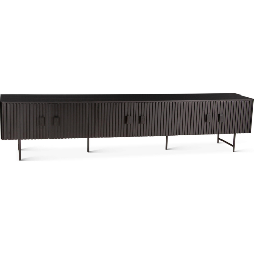 Halden 98" Media Cabinet in Matte Black Mango Wood & Black Iron