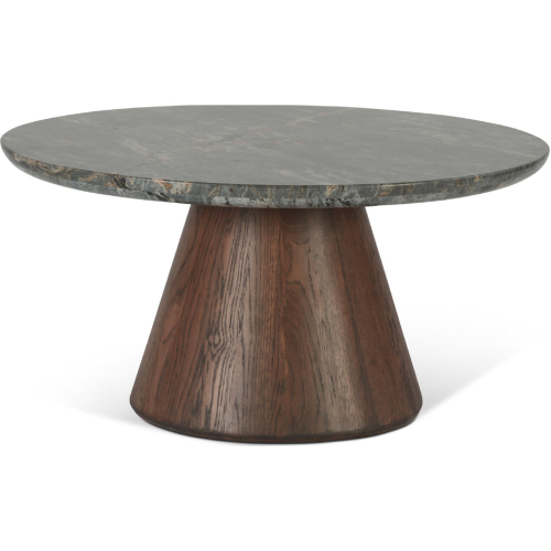 Caldera Coffee Table in Black Lava Marble & Dark Wood