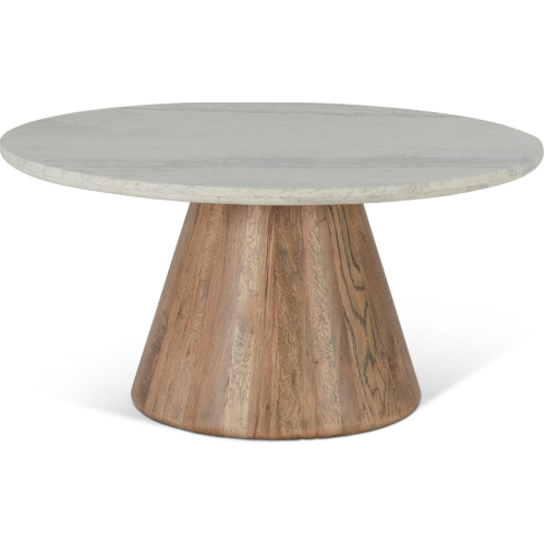 Caldera Coffee Table in White Travertine & Light Wood