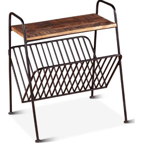 Dakota Magazine Rack in Bandsaw Teak & Reclaimed Iron