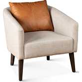 Olivia Accent Arm Chair in Beige Linen & Wood