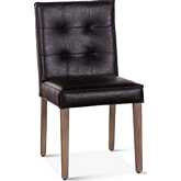 Aven Dining Chair in Black Bi-Cast Leather & Light Wood Legs (Set of 2)