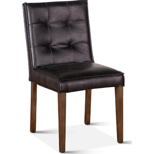 Aven Dining Chair in Black Bi-Cast Leather & Dark Wood Legs (Set of 2)