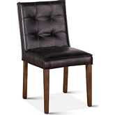 Aven Dining Chair in Black Bi-Cast Leather & Dark Wood Legs (Set of 2)