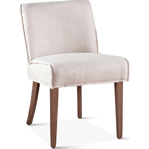 Avery Dining Chair in Off White Linen & Weathered Wood (Set of 2)