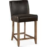 Avery Counter Chair in Dark Brown Leather & Natural Wood