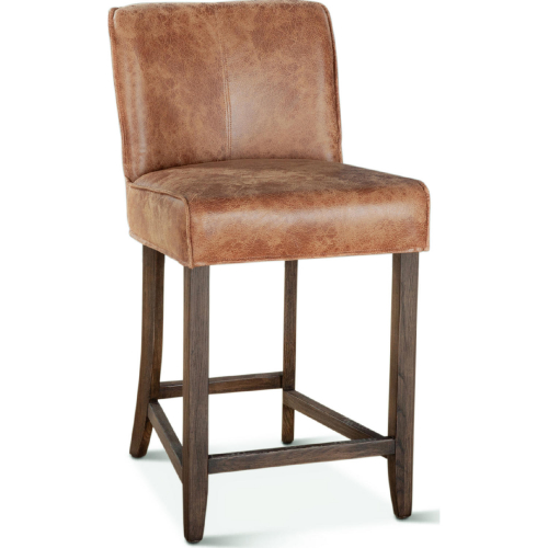 Avery Counter Chair in Tan Leather & Dark Wood