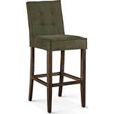 Aven Bar Chair in Green Eco-Suede & Dark Wood Legs