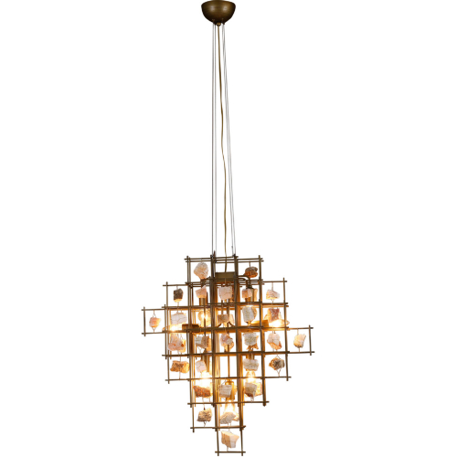 Heritage 22" Pendant Chandelier in Brushed Bronze & Stone