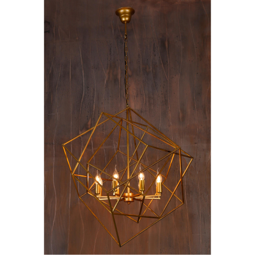 Heritage Geometric Ceiling Pendant Light in Antique Gold Finish