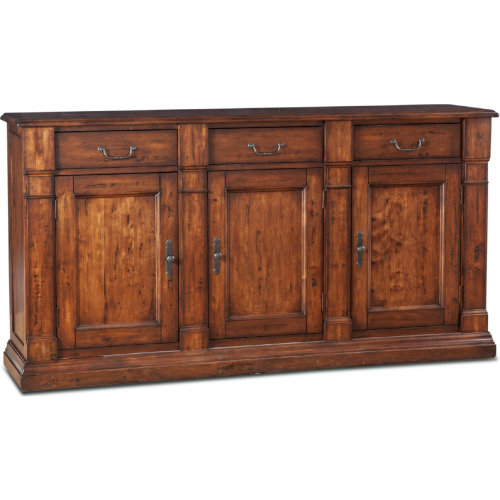 Tuscany 3 Door Buffet in Chestnut Brown Finish Wood