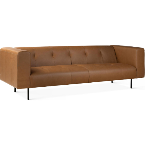 Olympia 94" Sofa in Tufted Copper Top Grain Leather & Black Iron