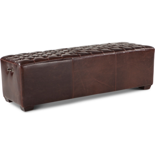 Arabella 58" Bench in Tufted Brown Bicast Leather & Wood