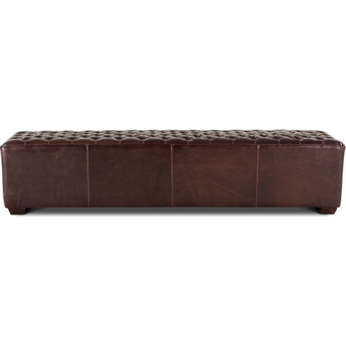 Arabella 78" Bench in Tufted Brown Bicast Leather & Wood