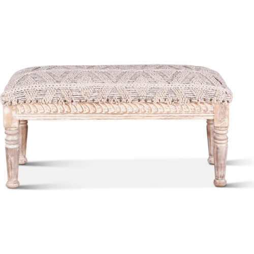 Algiers Woven Bench in Off White Fabric