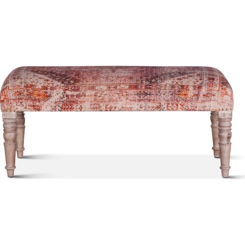 Algiers Bench in Multicolor Tihiri Red Print Fabric