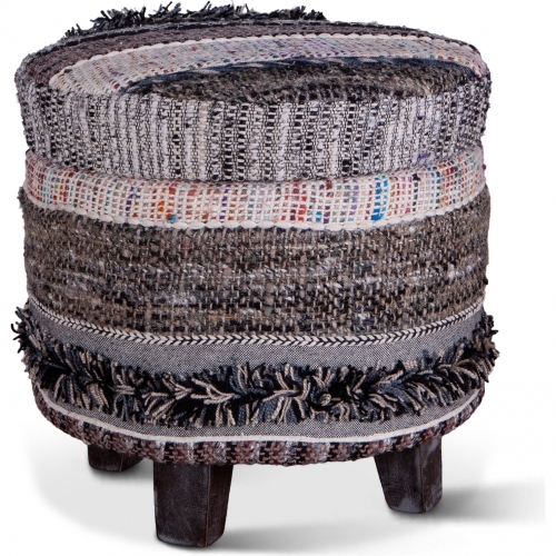 Algiers Storage Stool in Multicolor Fabric & Black