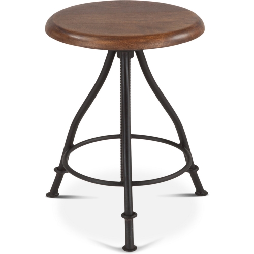 Artezia Adjustable Bar Stool in Walnut Finish Acacia Wood & Iron