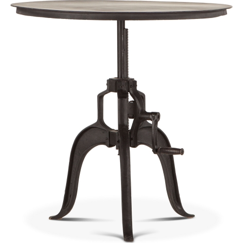 Artezia 36" Adjustable Crank Side Table in Black Finish Cast Iron