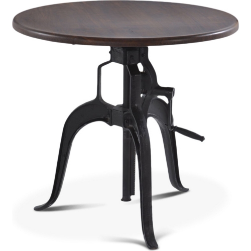 Artezia 36" Adjustable Crank Side Table in Walnut Finish Acacia Wood & Iron