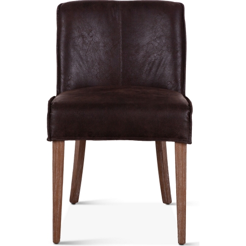 Avery Dining Chair in Dark Brown Leather & Weathered Oak (Set of 2)