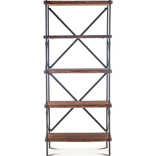 Blayne 78"H Live Edge Bookcase in Raw Walnut Finish Wood & Iron