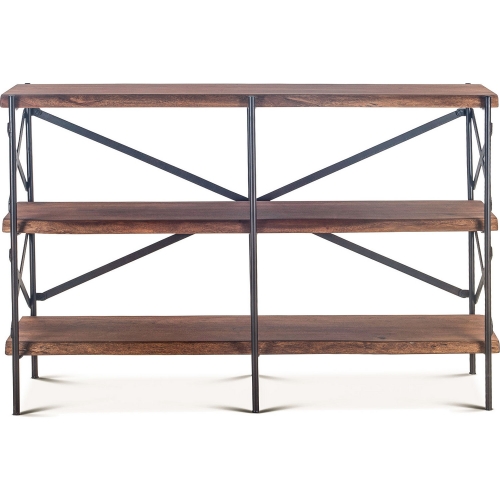 Blayne 56" Live Edge Horizontal Bookcase in Raw Walnut Finish Wood & Iron