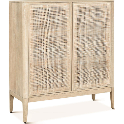 Calabasas 2 Door Sideboard Cabinet in Natural White Wash Wood & Cane