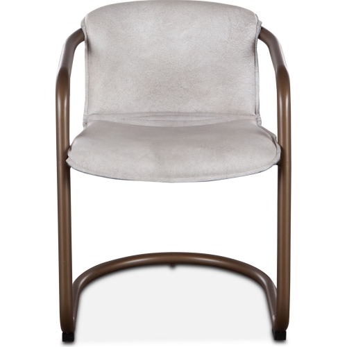 Chiavari Dining Chair in Vintage White Leather & Brushed Bronze (Set of 2)