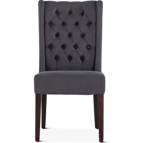 Chloe Dining Chair in Tufted Dark Gray Linen Blend Fabric & Dark Walnut (Set of 2)