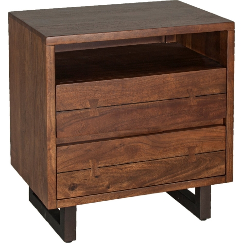 Glenwood Nightstand in Walnut Finish Faux Live Edge Acacia Wood