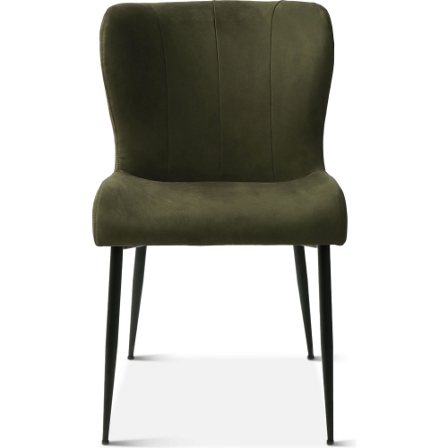 Isabella Dining Chair in Forest Green Suede & Iron (Set of 2)