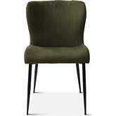 Isabella Dining Chair in Forest Green Suede & Iron (Set of 2)